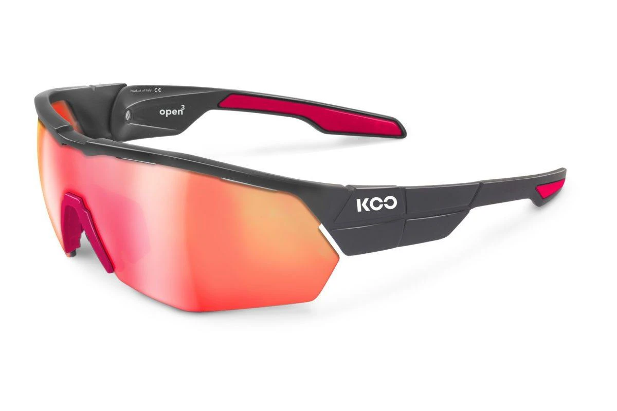 KOO Open Cube Anthracite/Cherry Sunglasses - Red Mirror Lens 3 KOO Open Cube Anthracite/Cherry Sunglasses - Red Mirror Lens